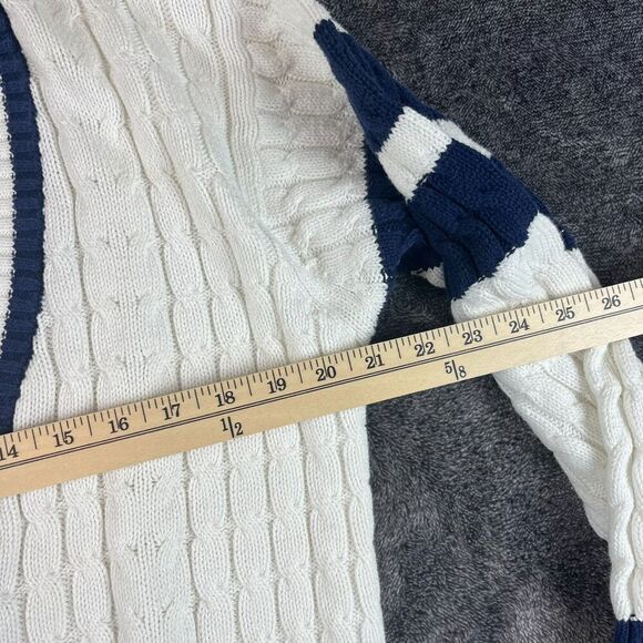 Vtg Izod Club Cable Knit Cricket Tennis Cardigan Sweater Women's M Navy Blue - Picture 6 of 12